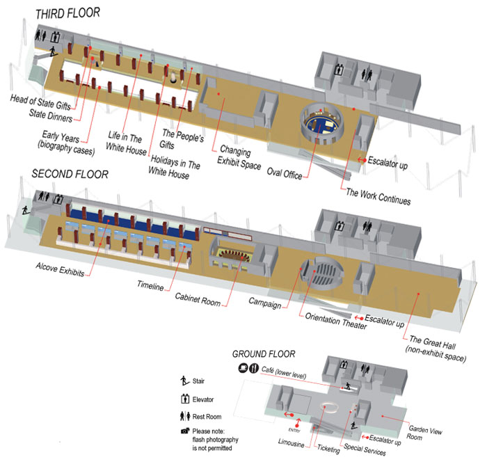 image of map of the three floors of the museum